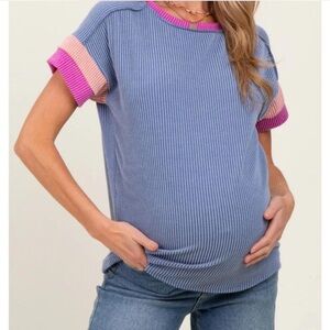 Blue and Pink Maternity Top